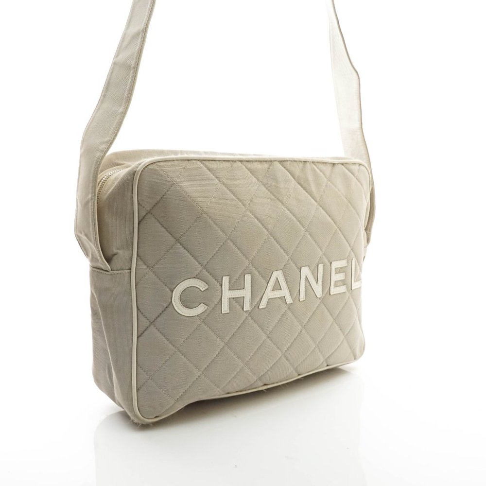 Auth Chanel Shoulder Bag Gray Canvas #14105C40 - Picture 4 of 15
